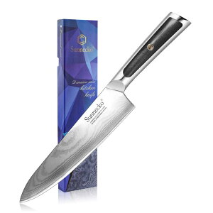 【送料無料】Sunnecko 包丁 三徳包丁 小三徳 130MM ダマスカス 73層 ステンレス 鋼 家庭用 キッチン ナイフ 果物ナイフ 万能包丁 野菜切り 肉切り 魚切り 牛刀 プレゼント ギフト