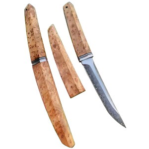 【送料無料】Irai Utaki ナイフ キャンプナイフ 白影瘤木鞘付 紐穴 握り感がよく シースナイフ フィッシング キャンプ 釣り アウトドア向け