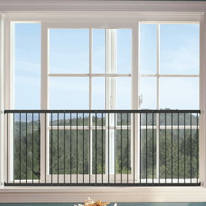 【送料無料】Seogva 窓から転落防止フェンス 窓柵 ブラック ベビーゲート 窓用 高さ73cm 突っ張り式 フェンス連結タイプ 簡単設置 説明書付き