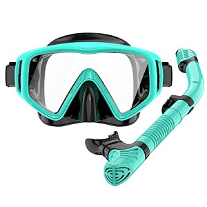 【送料無料】MILPROX シュノーケルマスク スノーケル 2点セットメッシュバッグ付き クリア ガラスレンズ 水中マスク スノーケリング フリーダイビング シュノーケリング 水泳 男女兼用