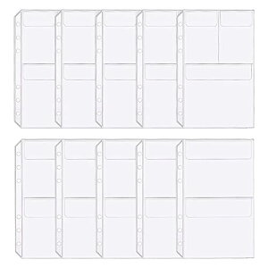 【送料無料】RICISUNG システム手帳リフィル システム手帳ポケット A5 標準6穴 10枚 バインダーポケット システム手帳 PVC ファスナーポケット 名刺ホルダー 差し替え 多功能 小物収納 手帳ポケ