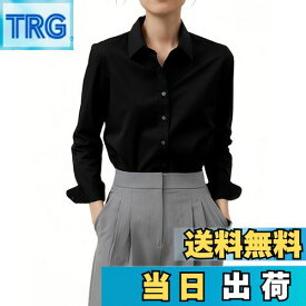 【送料無料】[YASHIGE] ノーアイロンワイシャツ レディース 長袖 形態安定 ブラウス ビジネス オフィス スーツ カジュアル ゆったり 大きいサイズ 事務服 通勤 速乾 高通気性 XS〜4L 色：ブラック、サイズ：S