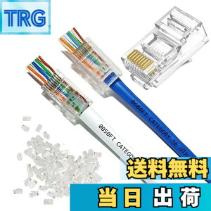 �y���������zYFFSFDC RJ45�R�l�N�^ CAT6 CAT5E CAT5 LAN�P�[�u���p �ђʌ^ �z���ȒP �ܐ܂�ɂ��� ���W�����[�v���O 8P8C 1000Mbps �P���������Ή� �u���[�h�����߂��� �T�C�Y�F100�Z�b�g