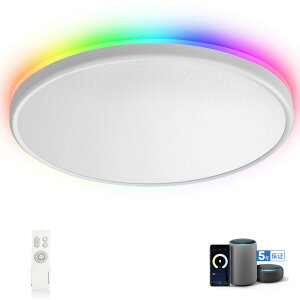 yzTALOYA AlexaΉ X}[g LEDV[OCg 10 12 4860lm tJ[  AvF Echo/Google Home/Smart life 40W+4W [J[5Nۏ (AlexaΉ 460mm)