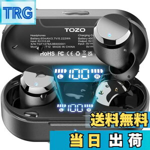 【送料無料】TOZO T12 ワイヤレスイヤホン 2025 極上の音体験 迫力かつ繊細な音 LEDディスプレイ電池残量表示 防水性能 ENCノイズキャンセリング カスタムEQ 専用アプリ対応 タッチ制御 最大約55