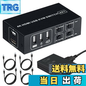 �y���������zBLUPOW 4����1�o�� HDMI KVM�X�C�b�` USB�L�[�{�[�h�E�}�E�X�E���j�^�[�����L �p�\�R���ؑ֊�(PC4��p) 4K60Hz�EHDMI2.0�EHDCP2.2�Ή� ���茳�ؑփX�C�b�`�t�� �o�X�p���[�d���s�v USB�P�[�u