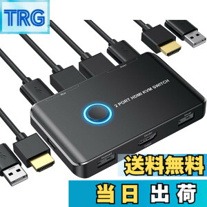�y���������z4K KVM�X�C�b�` HDMI KVM �ؑ֊� 2�� �R���s���[�^�[�p USB HDMI�X�C�b�` �L�[�{�[�h/�}�E�X/�v�����^�[��1���HD���j�^�[�����L 4K@60Hz���T�|�[�g ���{��������t�� �F�F�u���b�N�B�A