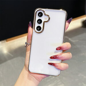 メッキ加工 Galaxy S25 Edge ケースGalaxy S25 ケース S25Ultra ケース クリア Galaxy S24FE S24Ultra S24 ケース Galaxy S23 FE 保護ケース 透明 軽量 Galaxy A55 5G SC-53E SCG27 スマホケース カバー ストラップホール付