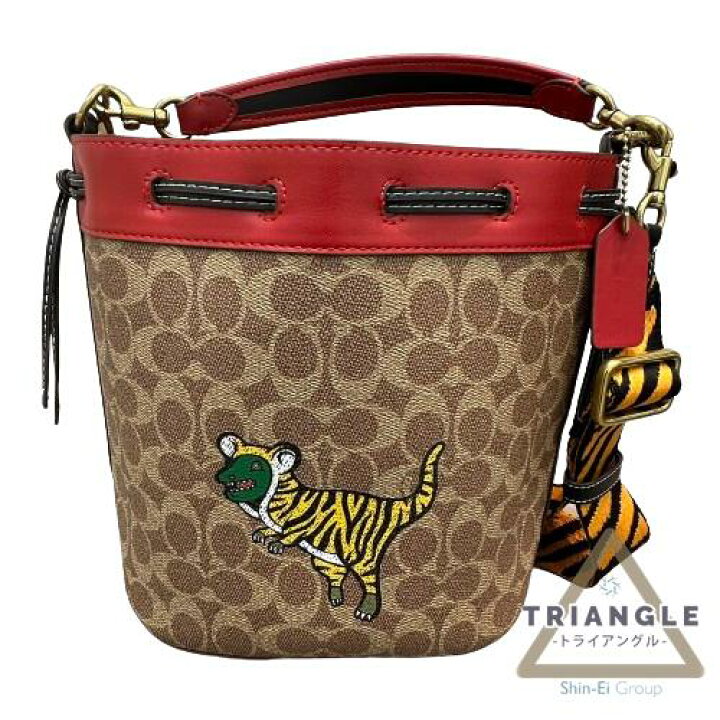 楽天市場】COACH コーチ ショルダー バケットバッグ ウィズタイガー 