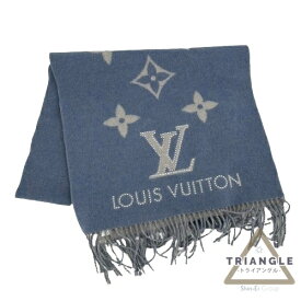 Louis Vuitton ルイヴィトン LP0199 M76076 エシャルプ レイ キャビック カシミア マフラー ストール ブルー グレー ツートーン スタッズ cashmere カシミヤ