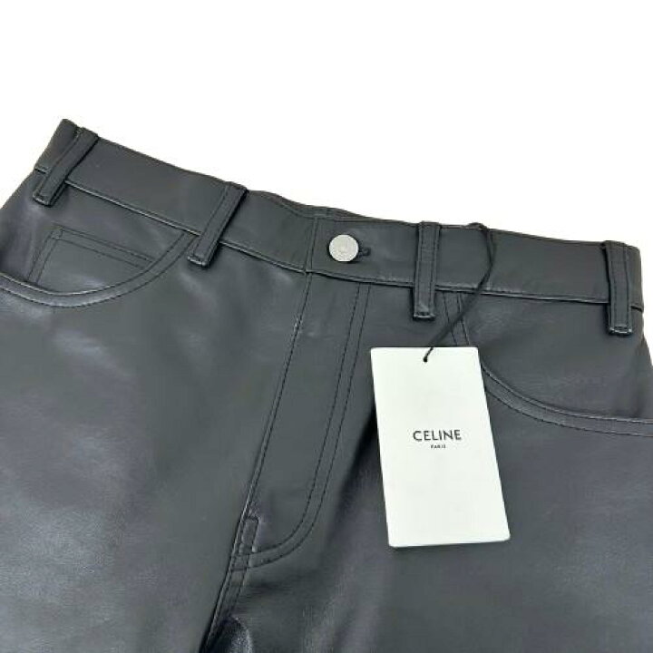 楽天市場】CELINE セリーヌ 2G093656E レザーパンツ ブラック サイズ26 