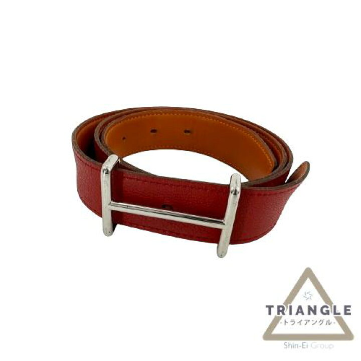 楽天市場】HERMES エルメス アピ リバーシブルベルト レッド オレンジ 