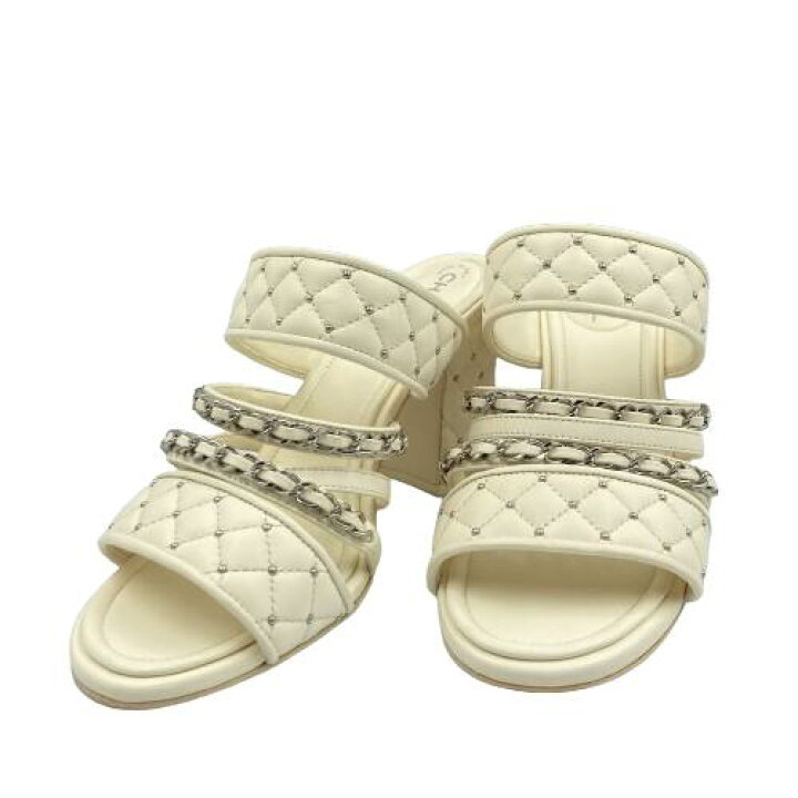 楽天市場】CHANEL シャネル マトラッセ チェーン サンダル ホワイト 35 
