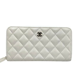 CHANEL　シャネル　ロングウォレット　ホワイト　長財布　キャビアスキン