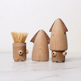 楊枝入れ 木製 天然木 爪楊枝入れ つまようじホルダー 爪楊枝ケース つまようじ入れ 木製 オブジェ 木のオブジェ ウッド イカ かわいい 可愛い 北欧 キッチン雑貨 ギフト プレゼント お洒落 可愛い 収納 蓋付き プレゼント 送料無料 HOSHINOTORI