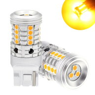 HooMoo T20 LED ウインカー アンバー ハイフラ 防止抵抗 内蔵 3030SMD搭載 27連 W21W WY21W 12V21W LEDバ…