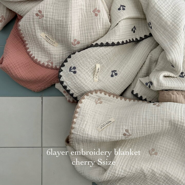 クロぽぽ様❤ハンドメイド❤オールガーゼ 6重ガーゼケット 刺繍 