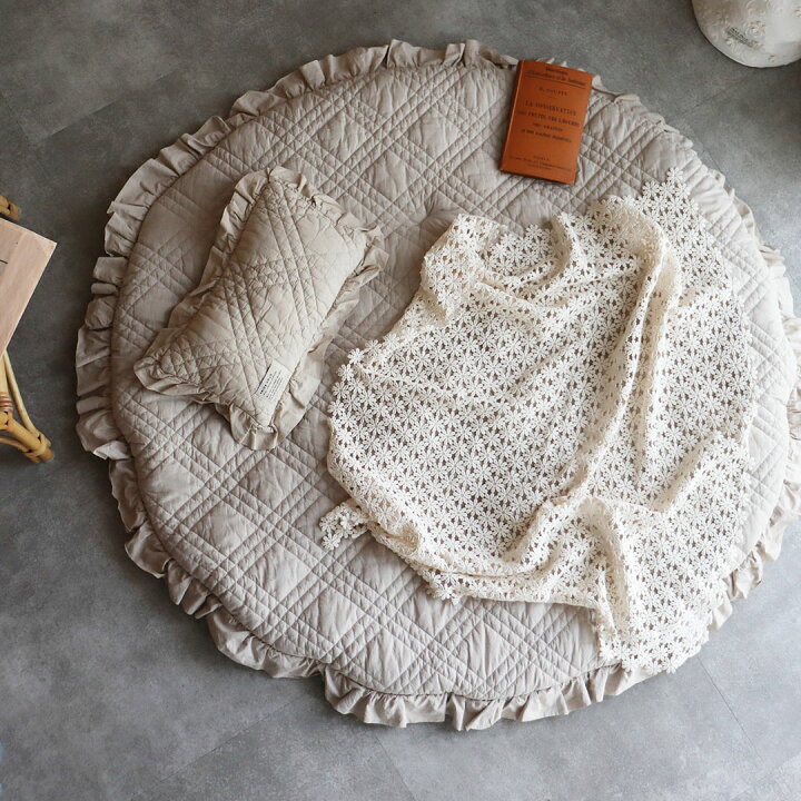 楽天市場】両面使えるイブルラウンドラグ（丸洗いタイプ）eyelet lace 