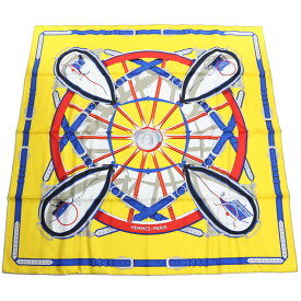 エルメス HERMES レディース−スカーフ CARRE TWILL 003683S 09 EN ROUE LIBRE JB-JAUNE VIF-BLEU RO