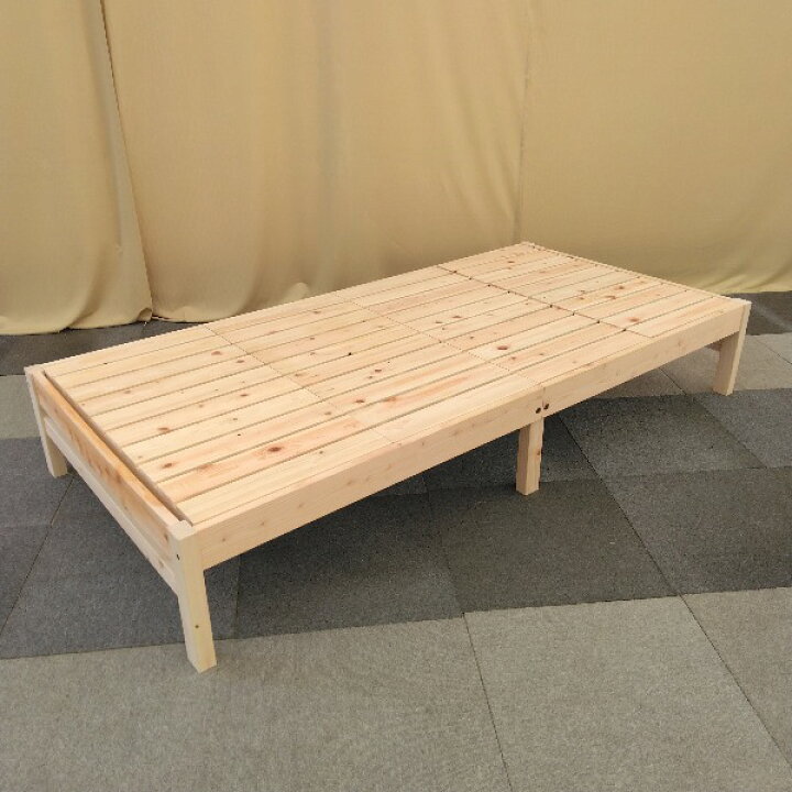 楽天市場】【中古】 シングル ベッドフレーム ベージュ 国産ひのき天然 