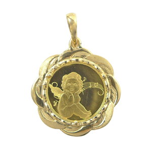 【レビューキャンペーン対象】純金 k24 エンジェル コイン ペンダントトップ ソロモン 金貨 24金 1/25オンス 3.6g 天使 エリザベス2世 メンズ レディース