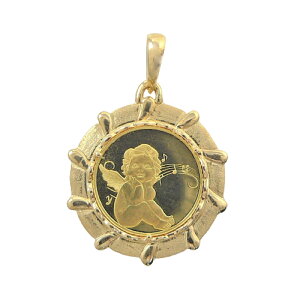 【レビューキャンペーン対象】純金 k24 エンジェル コイン ペンダントトップ ソロモン 金貨 24金 1/25オンス 3.2g 天使 エリザベス2世 メンズ レディース