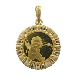 【レビューキャンペーン対象】純金 k24 エンジェル コイン ペンダントトップ ソロモン 金貨 24金 1/25オンス 3.2g 天使 エリザベス2世 メンズ レディース