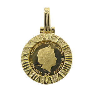 【レビューキャンペーン対象】純金 k24 ドルフィン コイン ペンダントトップ アトラス ソロモン 金貨 24金 1/25オンス 4.0g イルカ エリザベス2世 メンズ レディース 受注生産