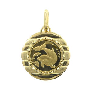 【レビューキャンペーン対象】純金 k24 ドルフィン コイン ペンダントトップ ソロモン 金貨 24金 1/25オンス 3.9g イルカ エリザベス2世 メンズ レディース