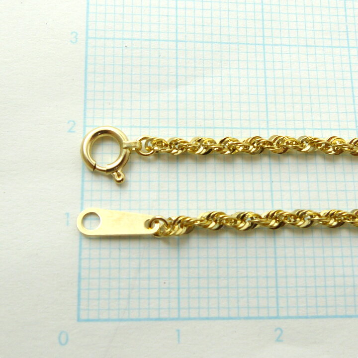 楽天市場】18金 ロープ チェーン ブレスレット 幅1.9mm 18cm 0.8g K18 