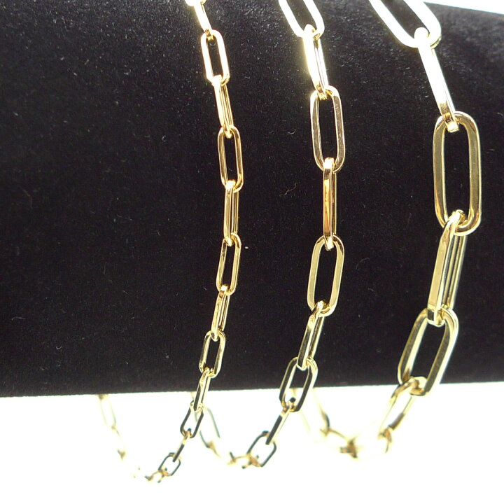 K18 ペーパークリップ ブレスレット 幅3mm 1.8g 18cm 新品 楽天市場 