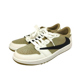 【中古】NIKE ナイキ x Travis Scott Air Jordan 1 Low Golf NRG "Neutral Oliveスニーカー FZ3124-200 28cm ホワイト/オリーブ