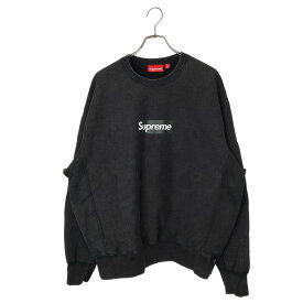 【中古】Supreme シュプリーム 25SS Washed Box Logo Crewneck ウォッシュ加工 ボックスロゴ スウェット L ブラック