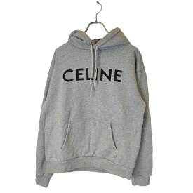 【中古】CELINE セリーヌ ロゴ ルーズ フーディー コットンフリース パーカー 2Y321670Q M グレー メンズ