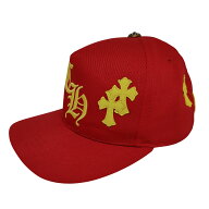 【中古】Chrome Hearts クロムハーツ CH HAT CHロゴ 刺繍 クロスパッチ ベースボール キャップ OS レッド