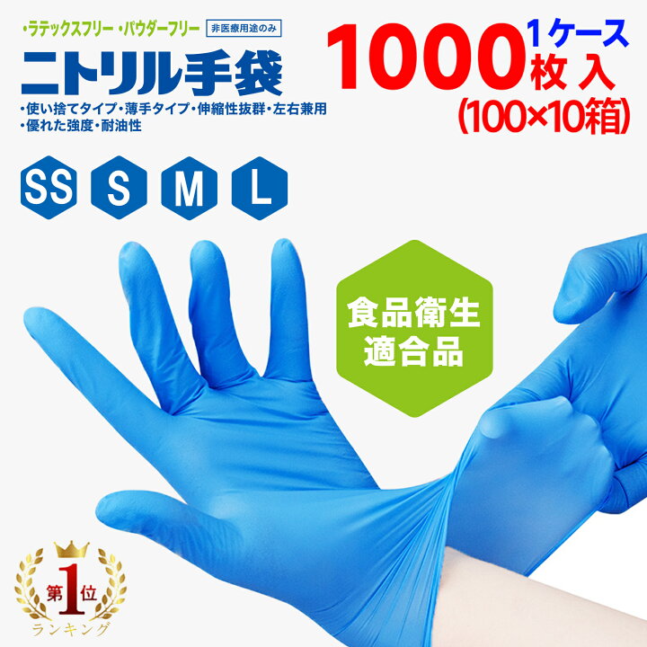 楽天市場】＼最安挑戦☆本日限定！／ニトリル手袋 ゴム手袋 1000枚入 