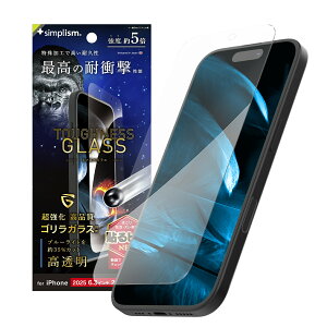 Simplism VvY iPhone 17 / 16 Pro [Toughness Glass] P[XȂ ϏՌ SKX FȂu[Cgጸ ʕی십KX TR-IP25M2-GLS-GSDB3C