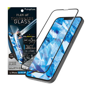 Simplism �V���v���Y�� iPhone 17e / iPhone 16e / iPhone 14 / 13 / 13 Pro [FLEX 3D Toughness Glass] ���ϏՌ� ���F���Ȃ��u���[���C�g�ጸ �����t���[���K���X TR-IP25S-G3-D3B3CBK