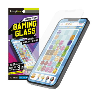 Simplism �V���v���Y�� iPhone 16e / iPhone 14 / 13 / 13 Pro [Gaming Glass] �t���J�o�[ ���˖h�~ �Q�[����p�K���X �ʒu�s�^ TR-IP25S-GLGI-EAG