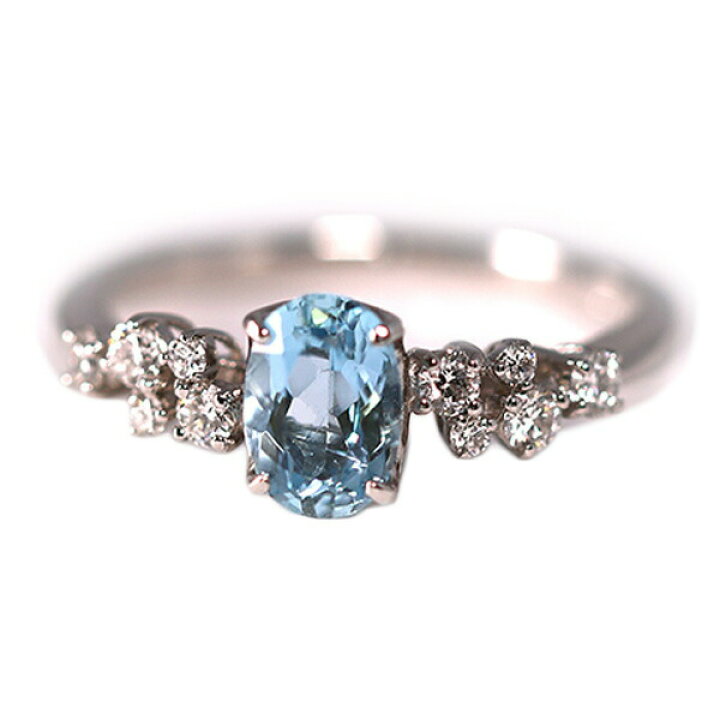 楽天市場】（r238608）PT アクアマリンリング 0.7ct オーバル 3月  