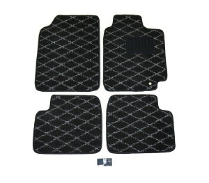 ■納期:約3〜5営業日後■ 送料無料 新品 汎用フロアマット カーマット 軽自動車/普通自動車 1セット(4枚)ブラック×グレー(ダイヤモンド柄)国内産