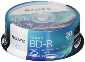 ソニー ブルーレイディスク BD-R 25GB (1枚あたり地デジ約3時間) 1回録画用 20枚入り 4倍速ダビング対応 ケース無し 20BNR1VJPP4