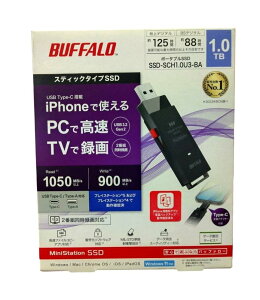 BUFFALO �o�b�t�@���[ SSD-SCH1.0U3-BA �X�e�B�b�N�^�C�vSSD Type-C�ϊ��A�_�v�^�[�t�� 1TB �|�[�^�u���^ TV�^��
