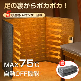 『MAX75℃＆5秒速暖』パネルヒーター 足元 遠赤外線 足元ヒーター オフィス デスクヒーター 自動OFF ヒーター 足元 あったかグッズ 足元暖房 フットヒーター 足 冷え対策 電気ヒーター 省エネ 安全 PSE認証 暖房器具 受験生