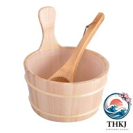 【全品5%ポイント】サウナ バケツ サウナ桶 スプーン付き 木製 4L バスアクセサリー 湯桶 手桶 片手 湯お…
