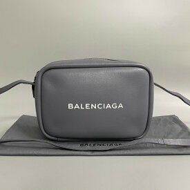 【ポイント2倍】美品 希少品 BALENCIAGA バレンシアガ ロゴ レザー 本革 ミニ ショルダーバッグ サコッシュ クロスボディバッグ グレー 66541 【送料無料】【中古】