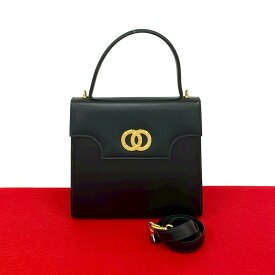 【ポイント2倍】ほぼ未使用 CELINE セリーヌ サークルロゴ 金具 カーフ レザー 本革 2way ハンドバッグ トートバッグ ショルダーバッグ ネイビー 22399【送料無料】【中古】