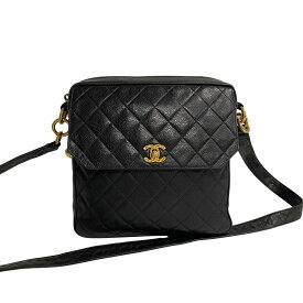 【ポイント2倍】極 美品 シール カード有 2番台 CHANEL シャネル キャビアスキン マトラッセ レザー 本革 ミニ ショルダーバッグ ネイビー 紺 64336 【送料無料】【中古】