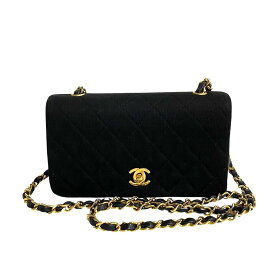 【ポイント2倍】極 美品 シール有 1番台 CHANEL シャネル マトラッセ コットン ラムスキン ターンロック フルフラップ チェーン ショルダーバッグ 黒 73960【送料無料】【中古】