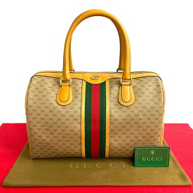 【ポイント2倍】ほぼ未使用 GUCCI オールドグッチ グッチ ヴィンテージ シェリーライン マイクロGG ロゴ レザー ハンドバッグ ボストンバッグ 茶 27797 【送料無料】【中古】